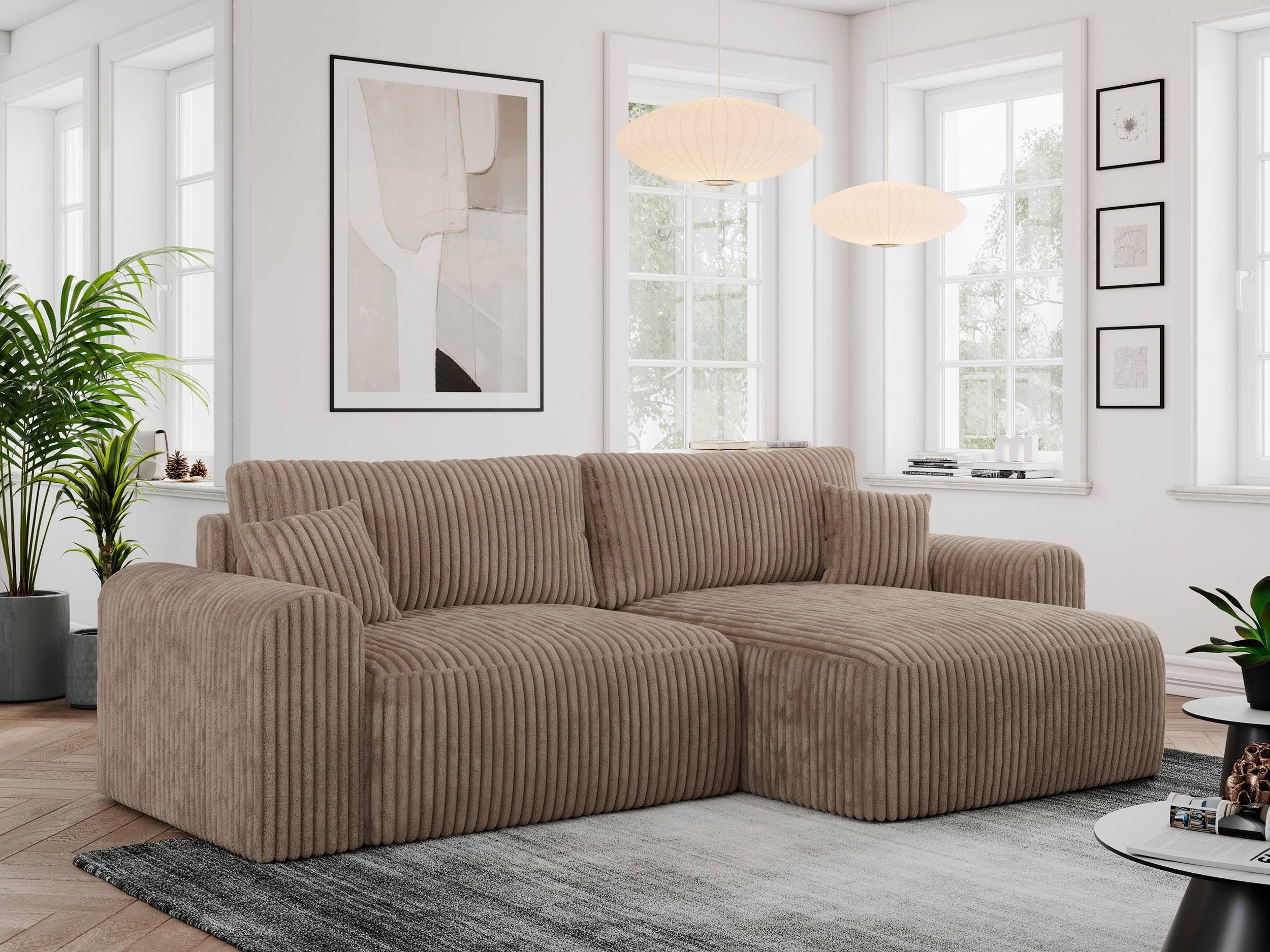MKS MEBLE Ecksofa NELSON 274 x 87 x 152cm Armlehne beidseitig montierbar/Ottomane beidseitig montierbar mit Schlaffunktion