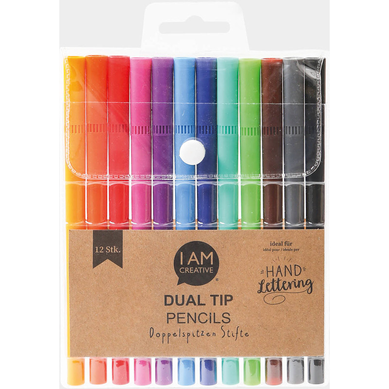 I AM CREATIVE Pinselstifte Dual Tip 12er Etui, assortiert