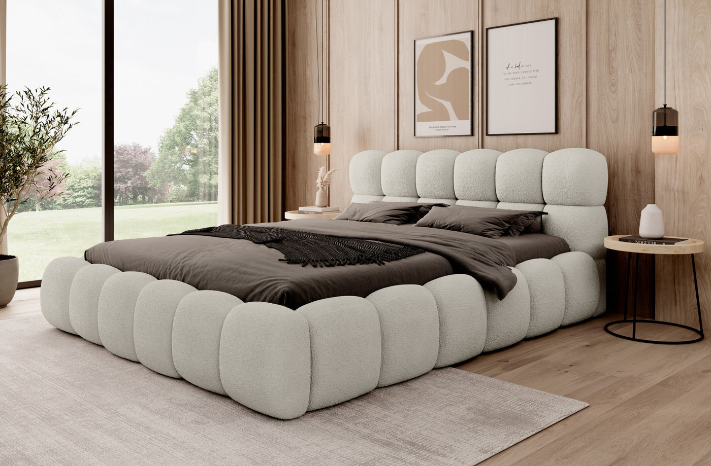 Trae Mobler Boston 180 x 200 cm Gestoffeerd Bed Beige