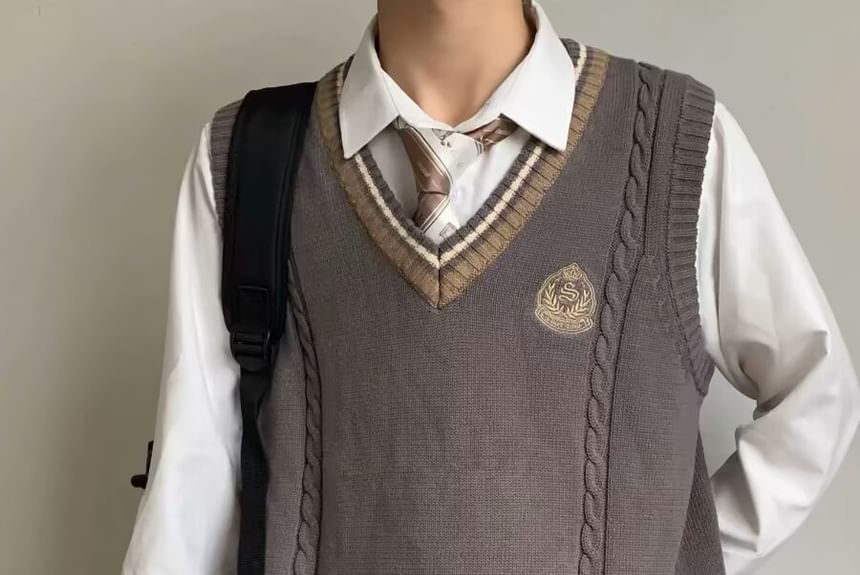 jagevin - V-hals geborduurd gestreept vest