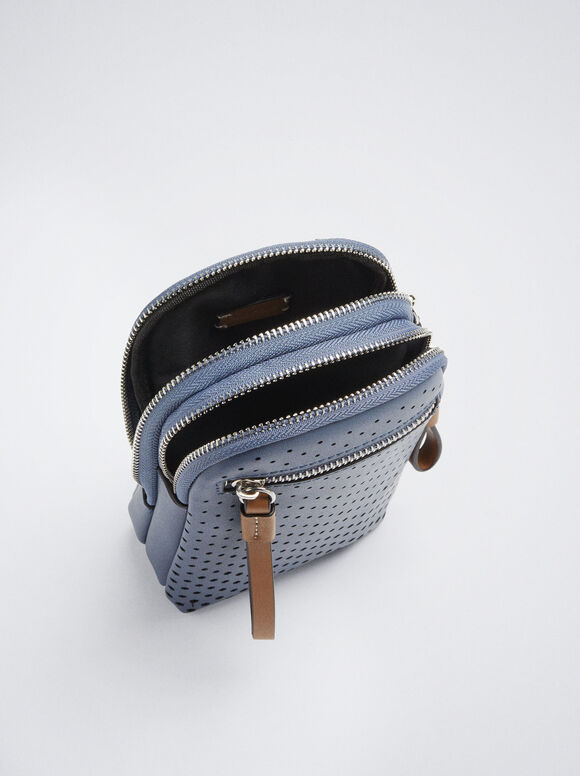 Bolsa para celular com detalhe perfurado - Azul