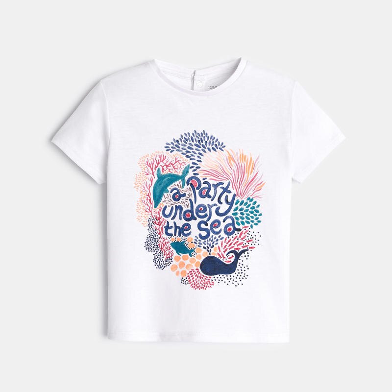 T-shirt océan Surfrider blanc bébé fille Blanc