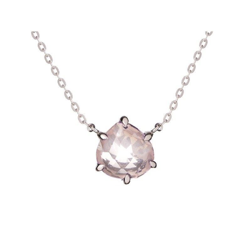 COLLIER ARGENT QUARTZ ROSE