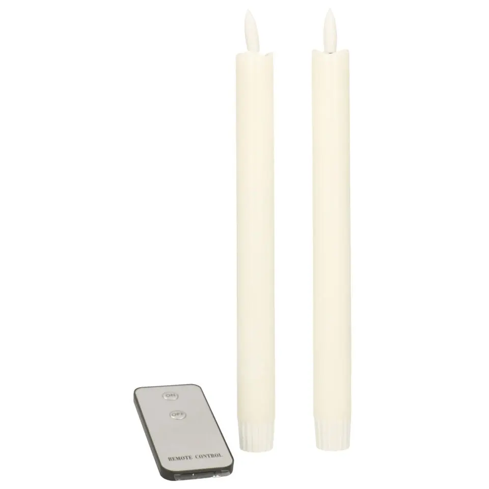 Anna's Collection LED dinerkaarsen - 2x - wit - 23 cm