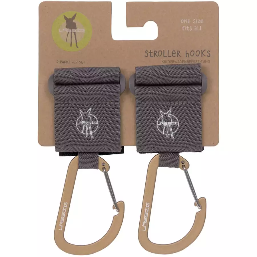 LÄSSIG Kinderwagenhaken 2er Set Karabiner anthracite