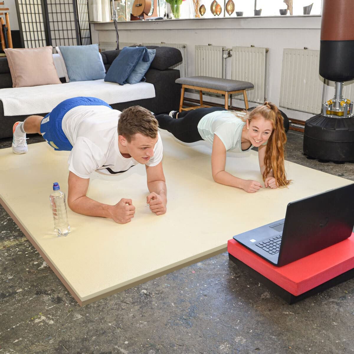 4 cm dik: 1m² vloerbescherming fitnessmat, 4 oefenmatten 50 x 50 cm