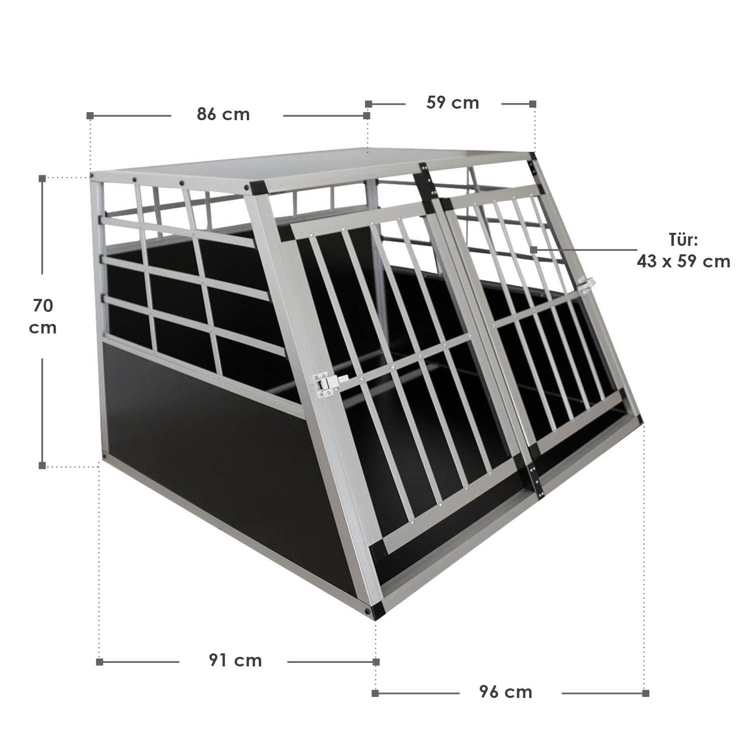 Juskys Alu Hundetransportbox XL - 96×91×70 cm verschließbar & pflegeleicht - Hundebox für Hunde