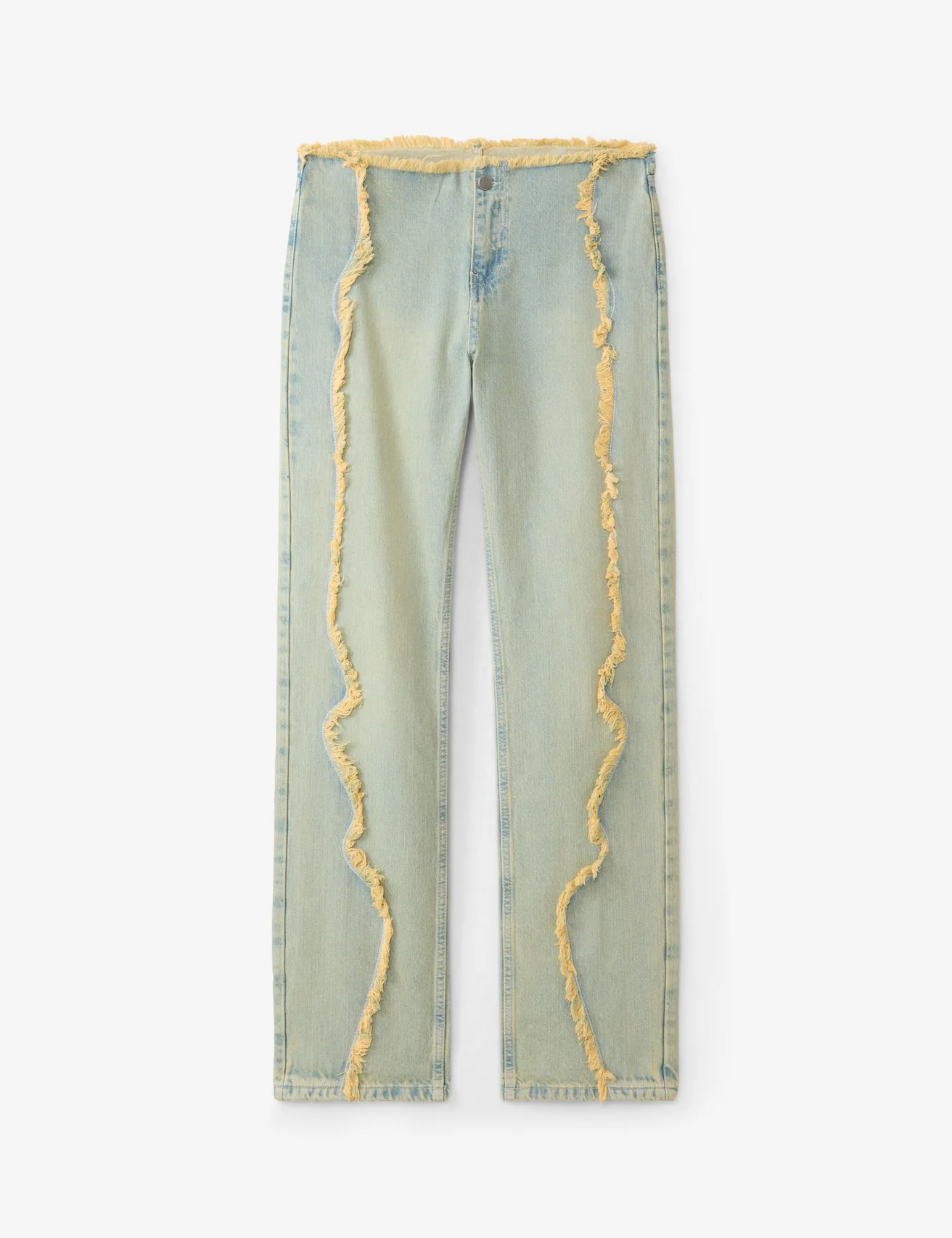 Jean straight bleu ciel finitions bords francs
