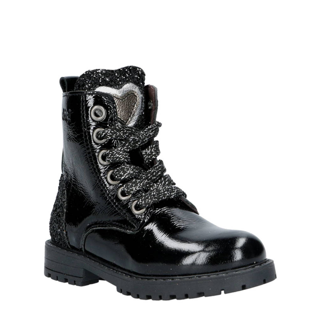 Clic! lakleren veterboots zwart