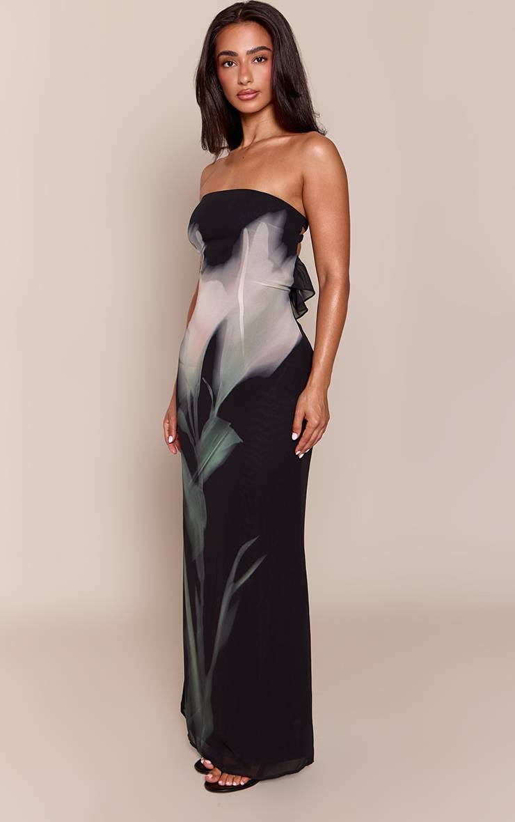 Multicolore Robe Maxi Bandeau Imprimée Noire Et Crème Petite