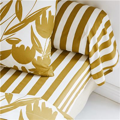 Linge de lit percale motif tulipes et rayures - BECQUET CRÉATION