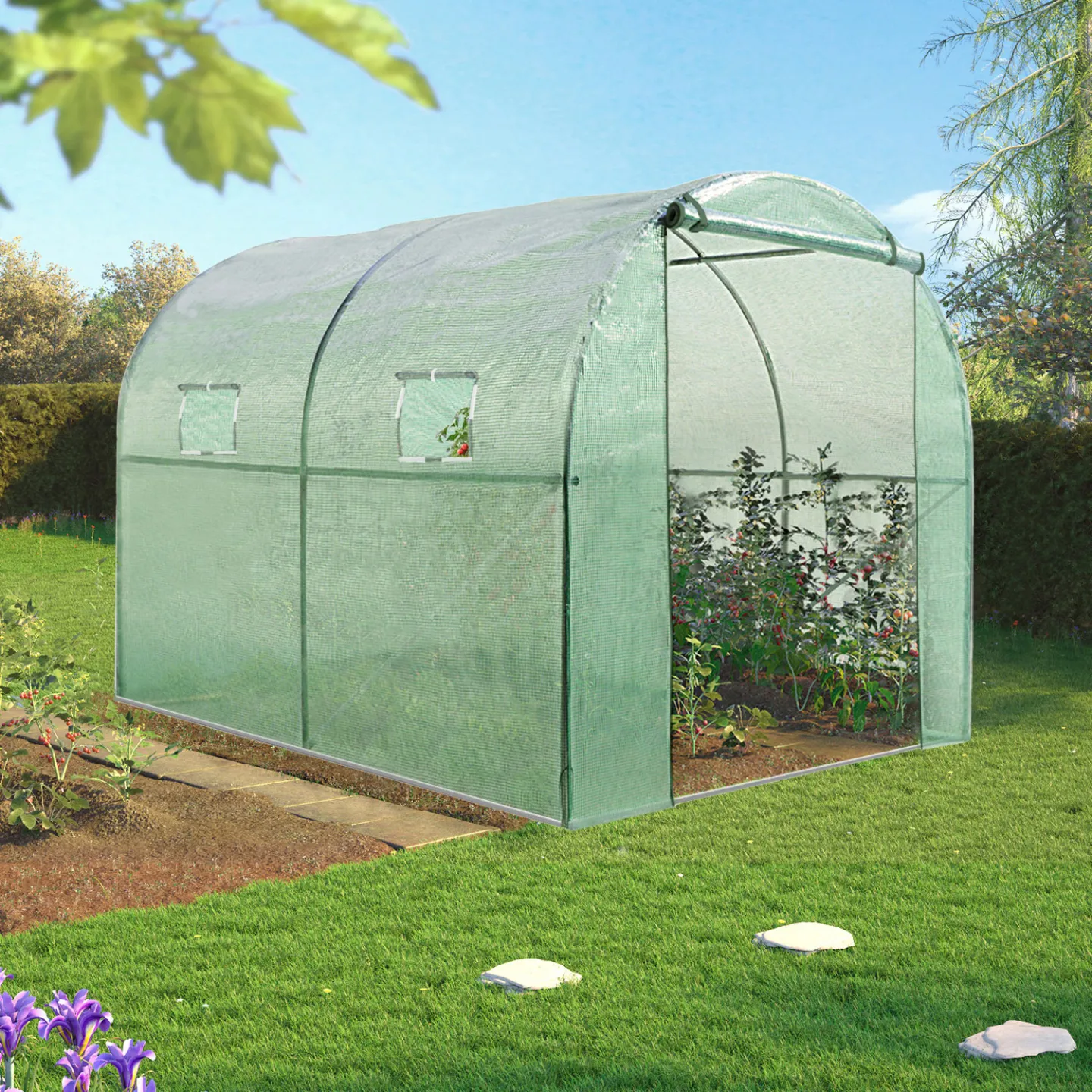 Serre tunnel de jardin 4 saisons 6M² verte gamme maraîchère ROMA 2x3M