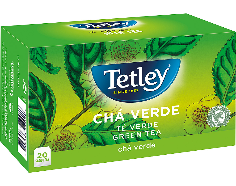CHÁ TETLEY VERDE 20 SAQUETAS