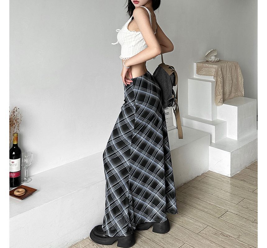 Sugarcoat - Lage taille geruite maxi zeemeerminrok