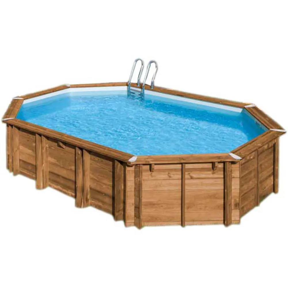 Gre pools Sunbay oval safran 2 620x395x136 cm Aufstellpool aus Holz