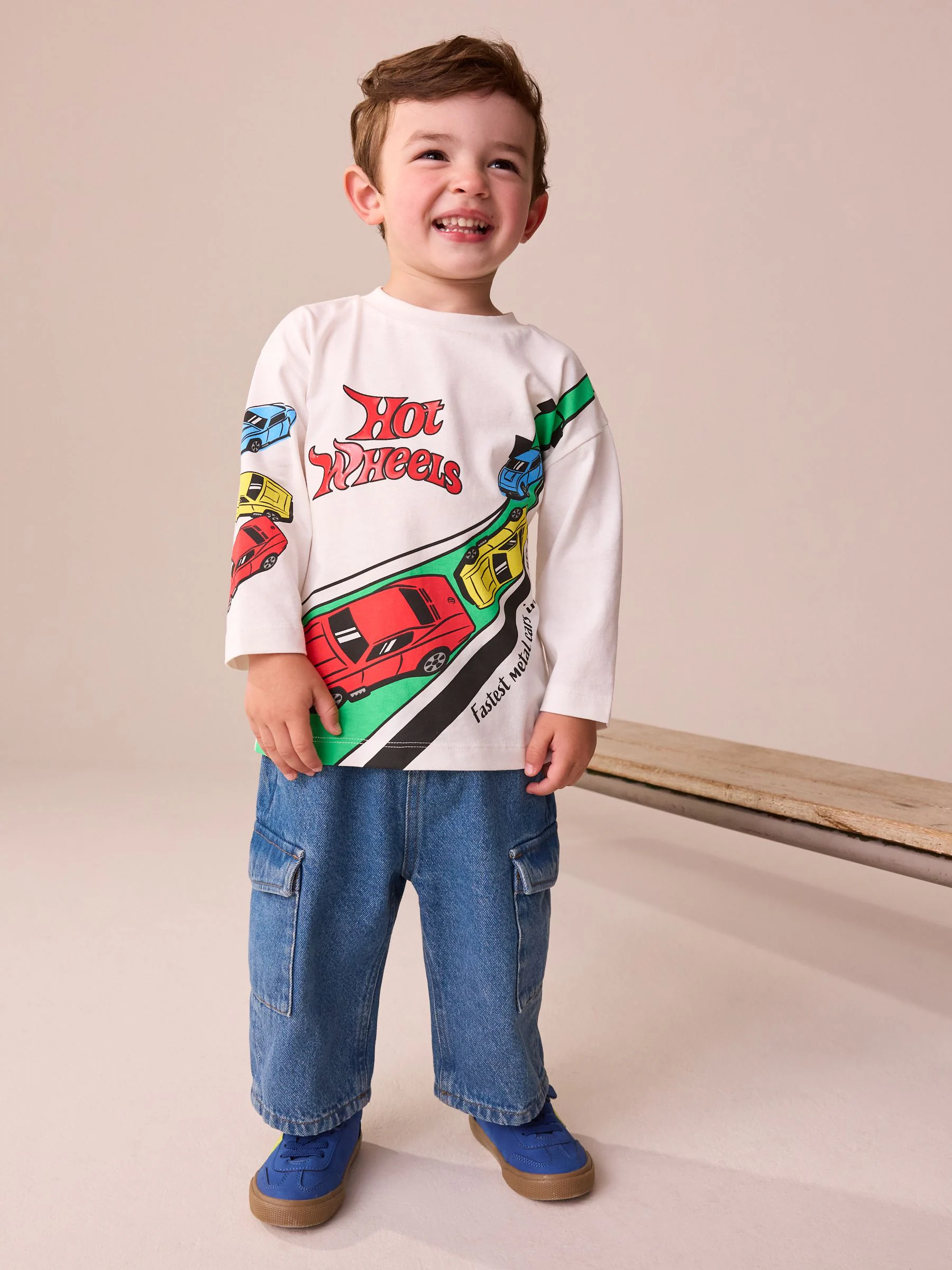 Wit - Hot Wheels T-shirt met lange mouwen (9mnd -8jr)