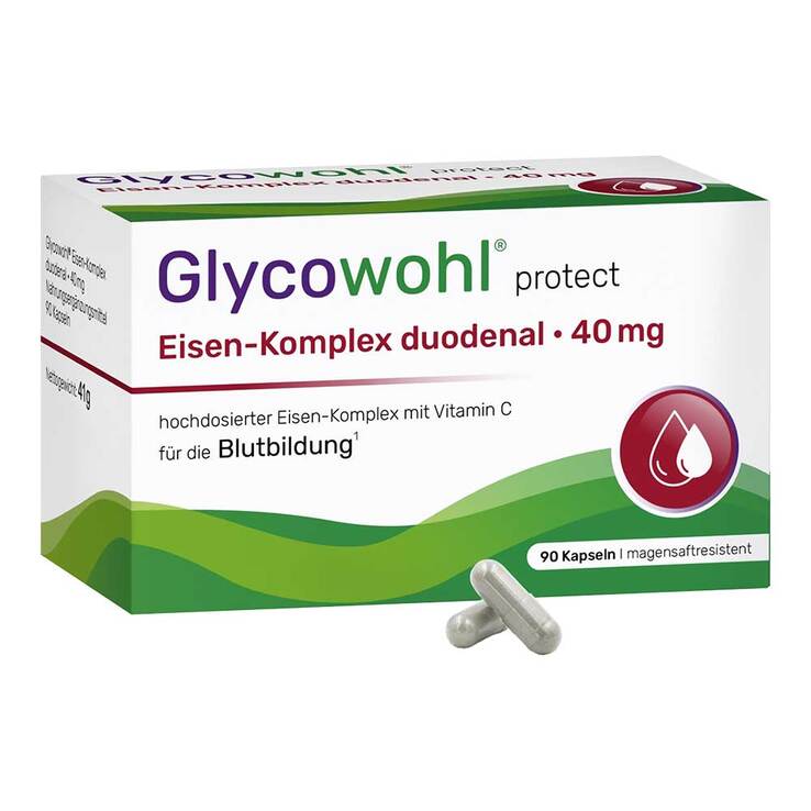 Glycowohl Eisen-Komplex duodenal 40 mg + Vitamin C Kapseln , 90 St