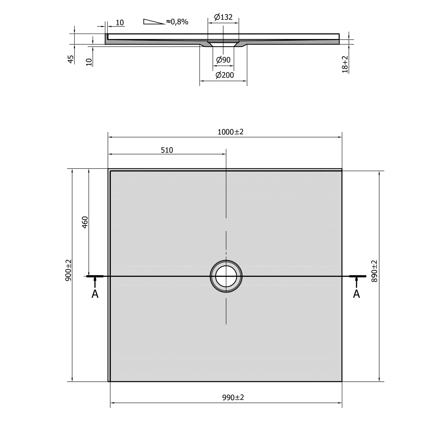 Polysan Mirai rechthoekige douchebak 2 randen links 100x90cm wit