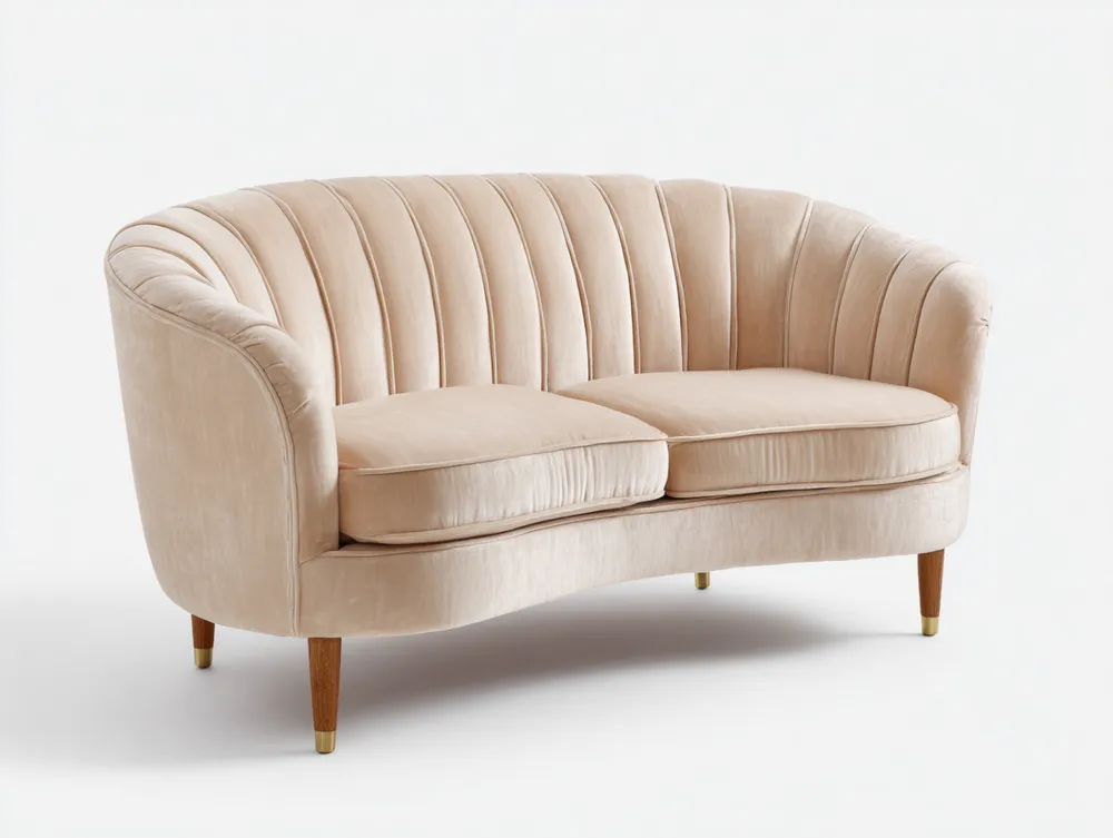 2-Sitzer-Sofa Samtgepolstert 150x85x80 cm – Beige – Klassisches Design