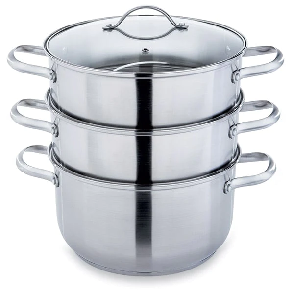 Cuiseur vapeur inox 26 cm 2 paniers Mathon