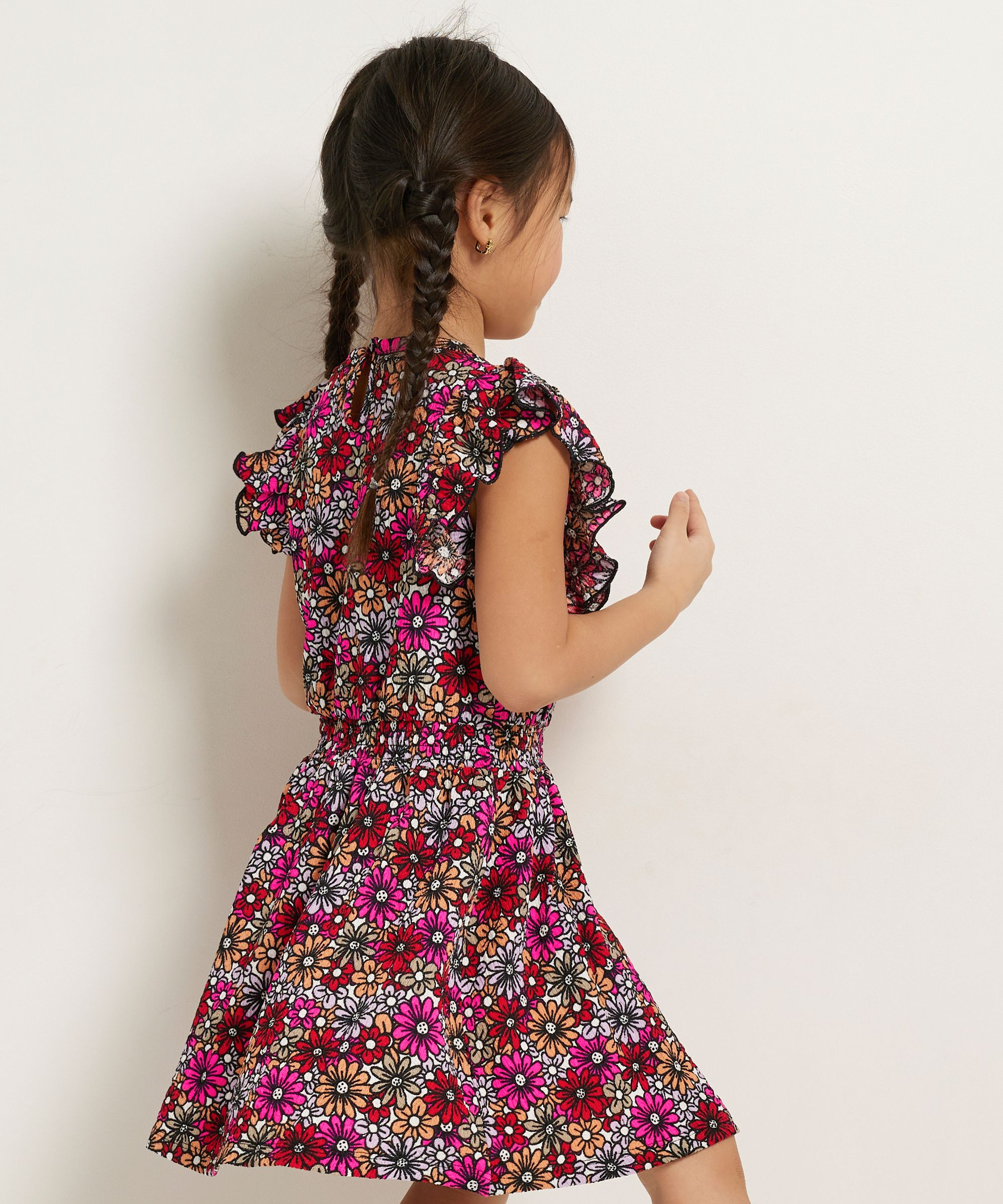 jurk met ruchestrook en all-over print