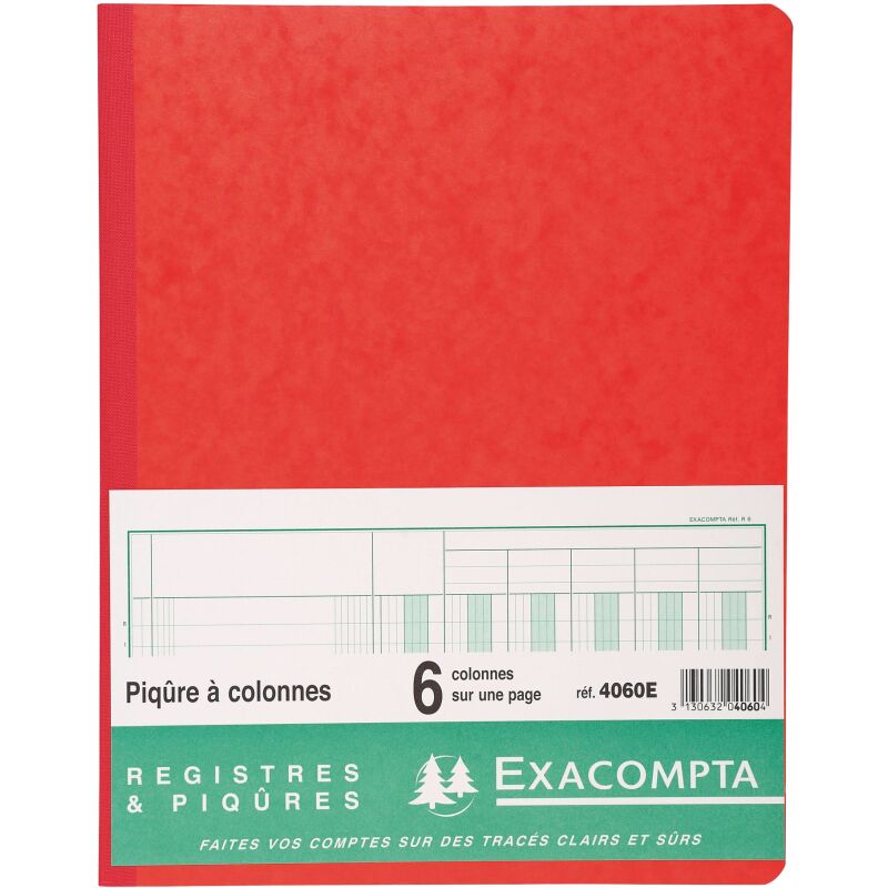 Registre 6 colonnes Exacompta 4060, 25 x 32 cm 80 pages