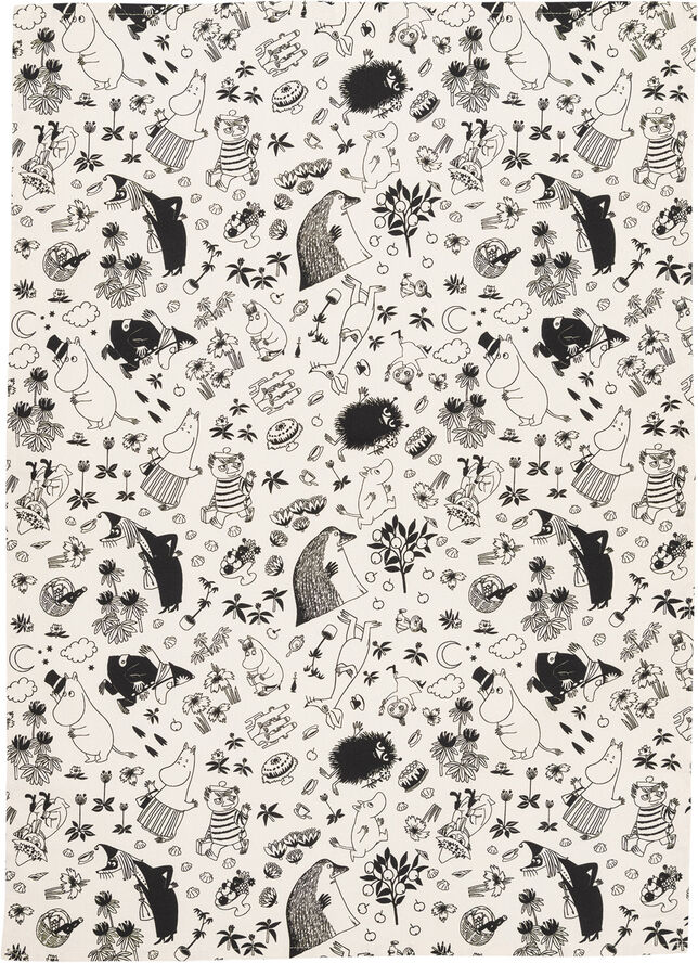 Iittala Moomin Arabia Viskestykke 50x70 Sort/Hvid Multifarvet