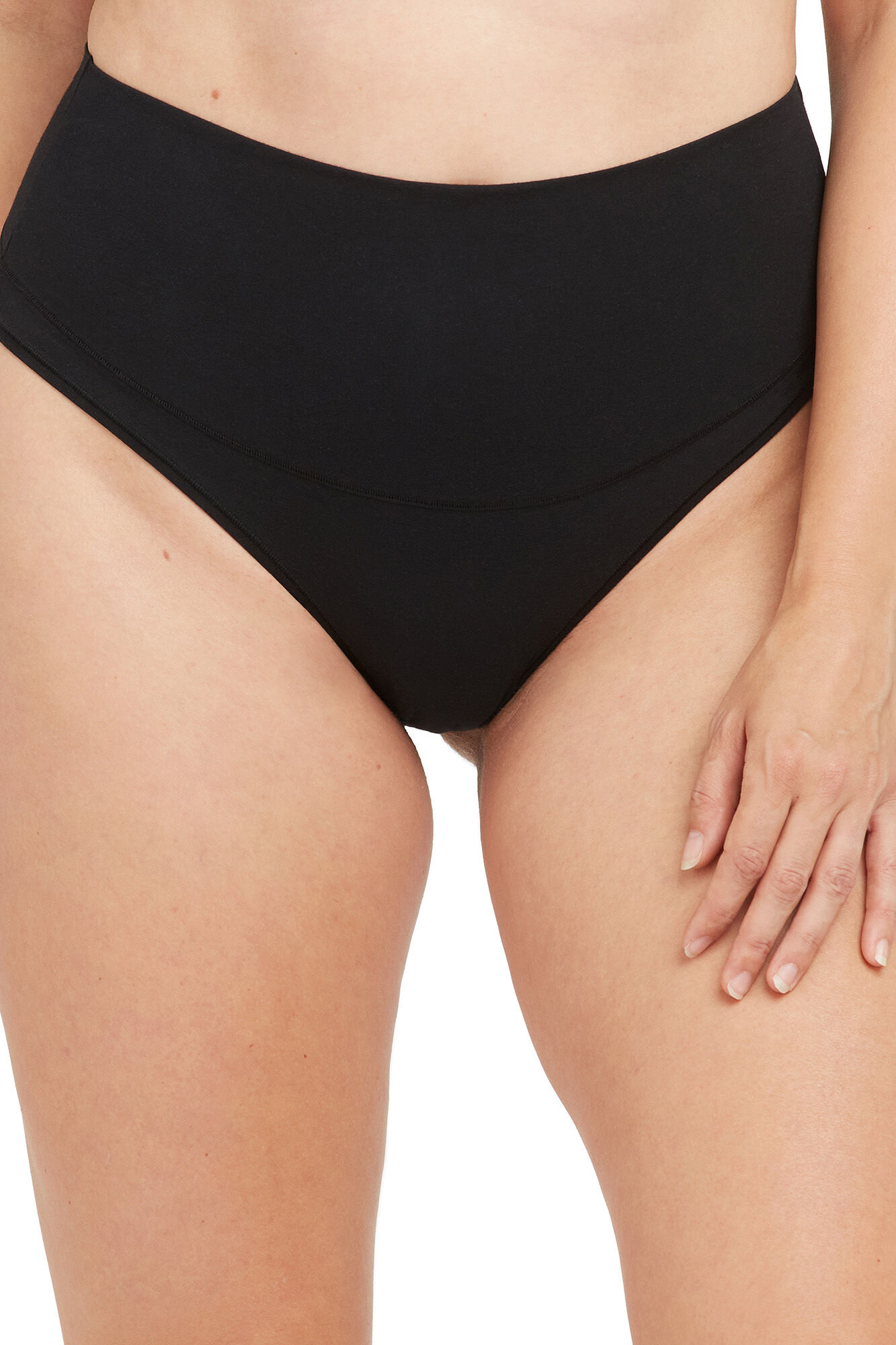 Calcinha fio dental modeladora de algodão - preta