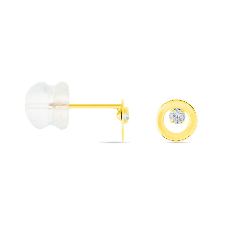 Boucles D'oreilles Puces Edmee Cercle Or Jaune Oxyde De Zirconium
