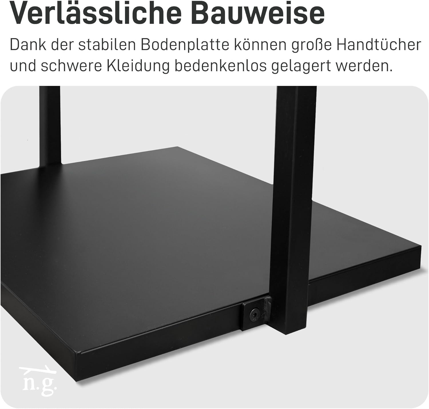 Natural Goods Berlin Kleiderständer BASIS (Schwarz, 50 cm) - Kleiderstange aus stabilem Metall - Freistehende Garderobenstange für Schlafzimmer, Wohnzimmer & Büro