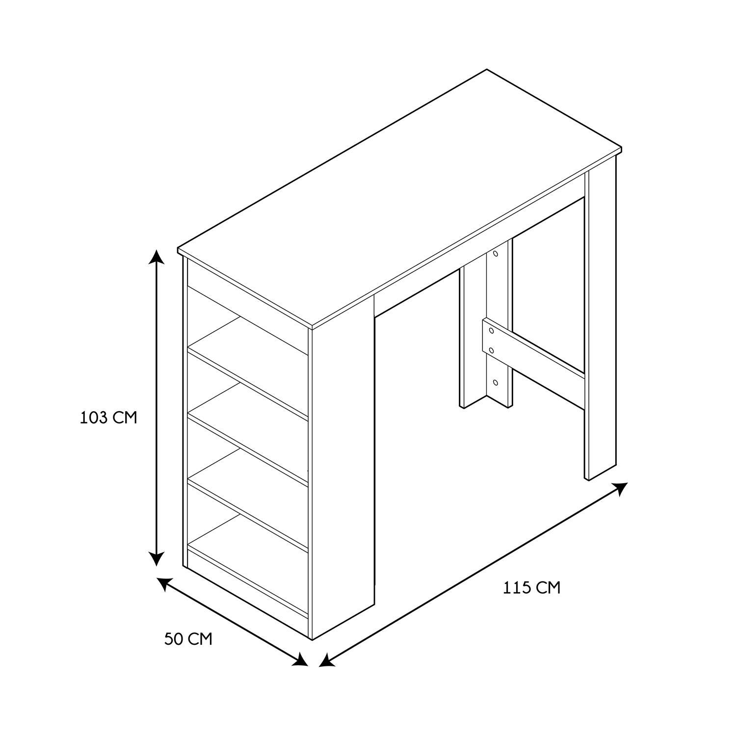 TABLE BAR MANGE DEBOUT ETAGERES BOIS
