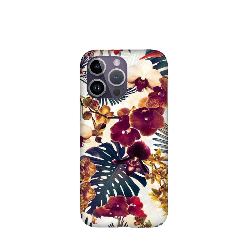 iPhone 14 Pro Max Kunststoff Hülle Exotische Oase - Rot