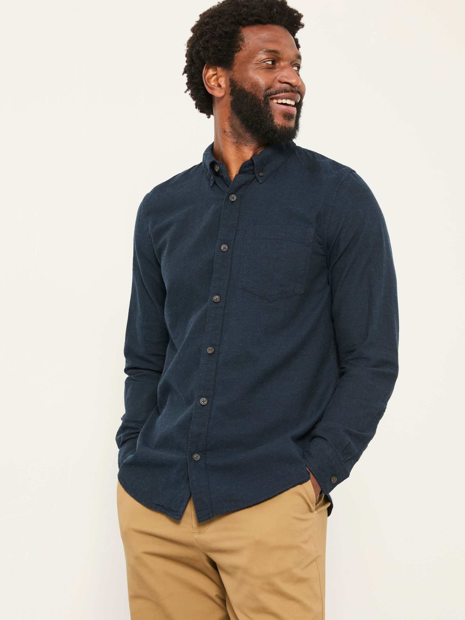 Marineblauw - FatFace Long Sleeve Plain Shirt