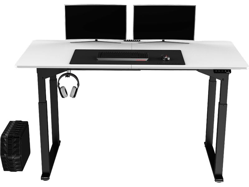 Ultradesk Gaming Tisch Uplift Schwarz/Weiss Robuster Gaming-Tisch mit elektrischer und stufenloser Höhenverstellung