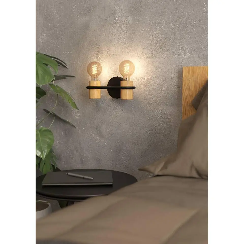 EGLO Chieveley Wandlamp - E27 - 28.5 cm - Zwart