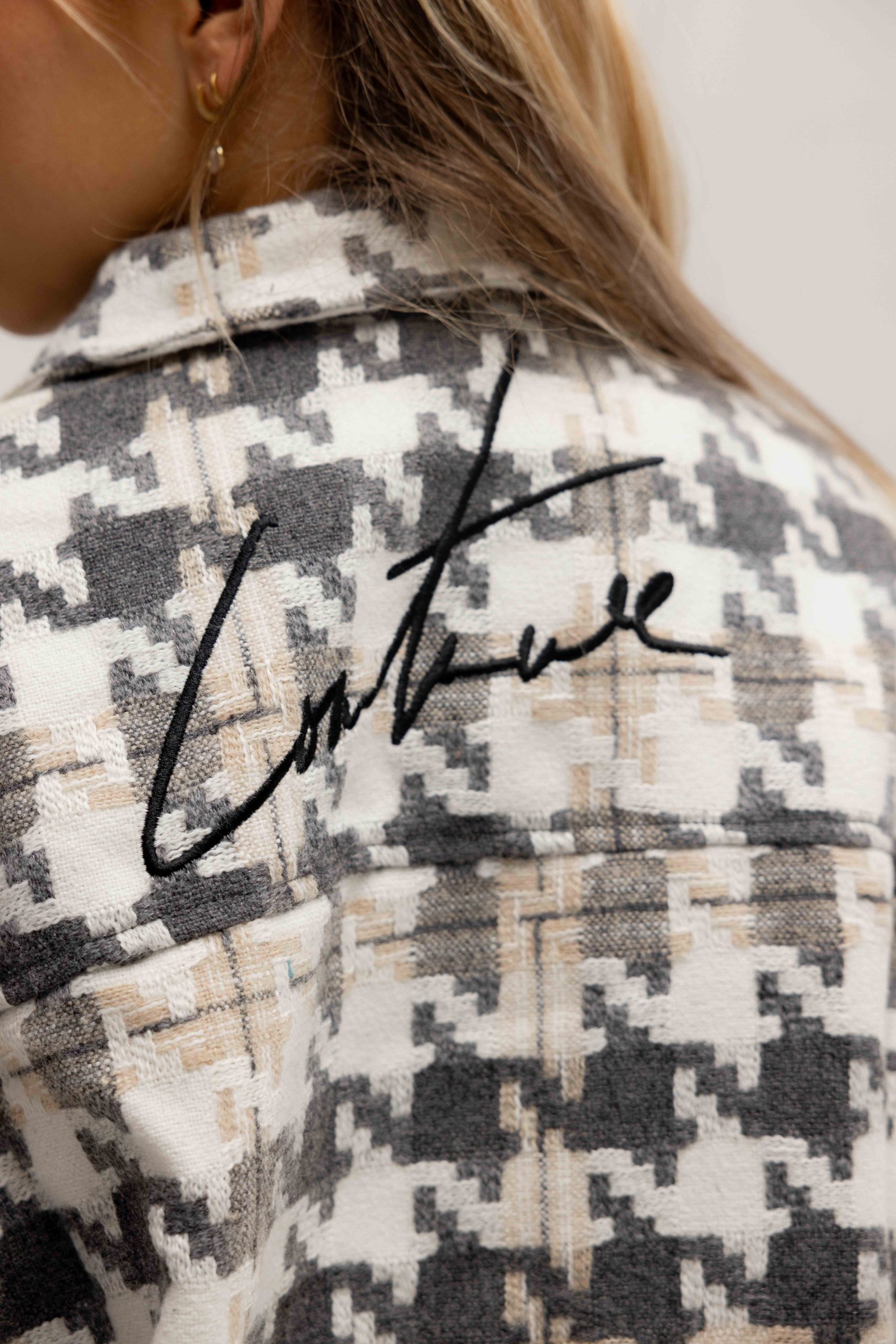 Couture Club Digital Check Heavyweight Jack Dames Beige