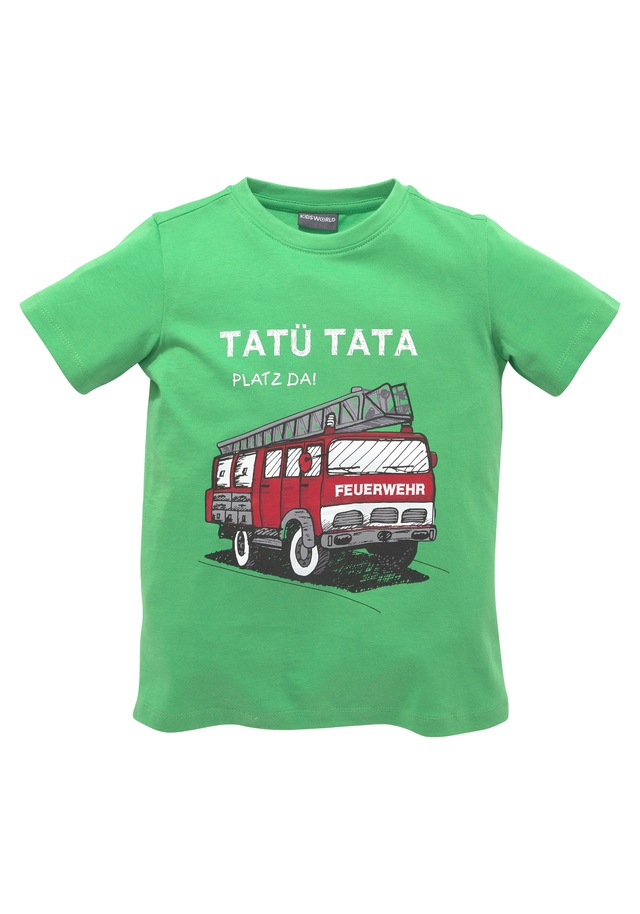 KIDSWORLD T-Shirt »Feuerwehr-Druck: PLATZ DA«, Kurzarm,  basic geschnitten,  mit coolen Statements