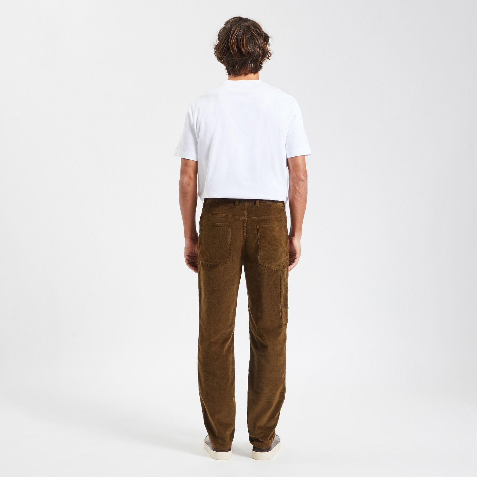 Pantalon chino style charpentier en velours Marron