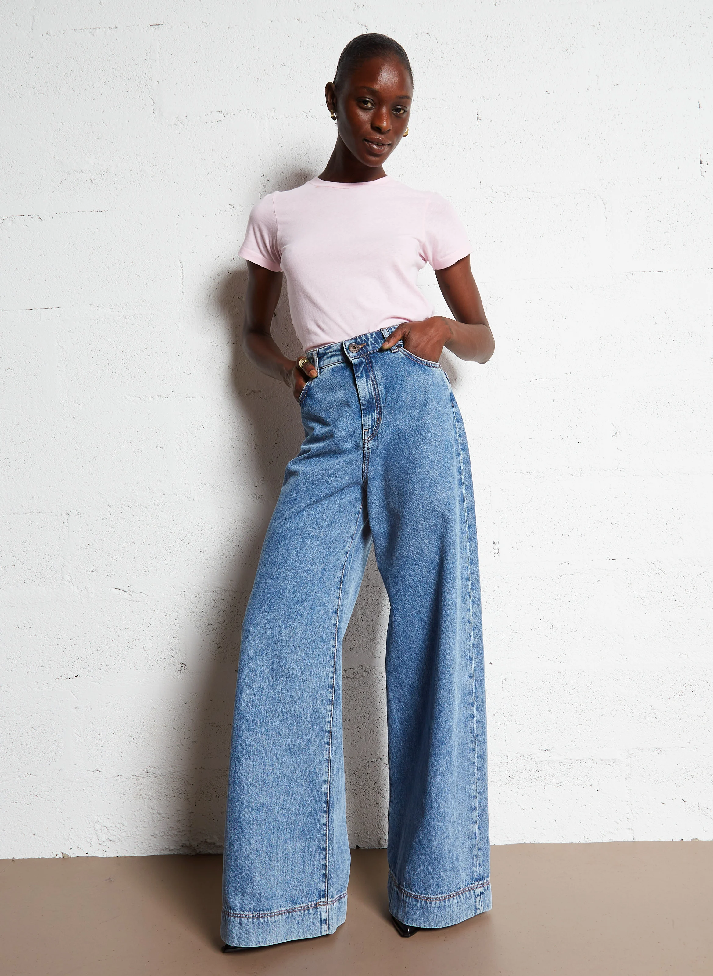 VEGA - Jean patte d'eph en coton | Bleu