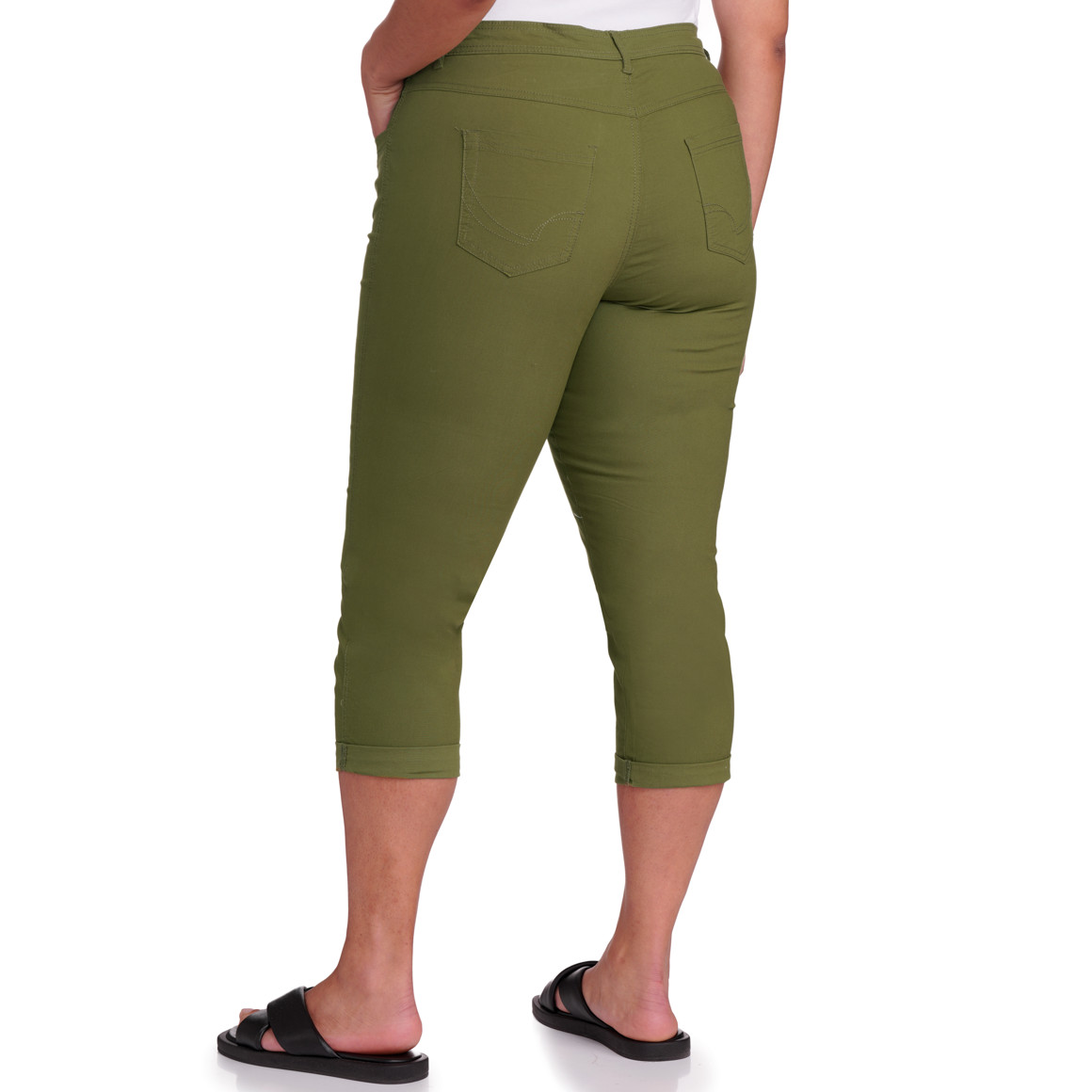 Gina Benotti 3/4 Damen Hose mit 4 Taschen dunkelgrün