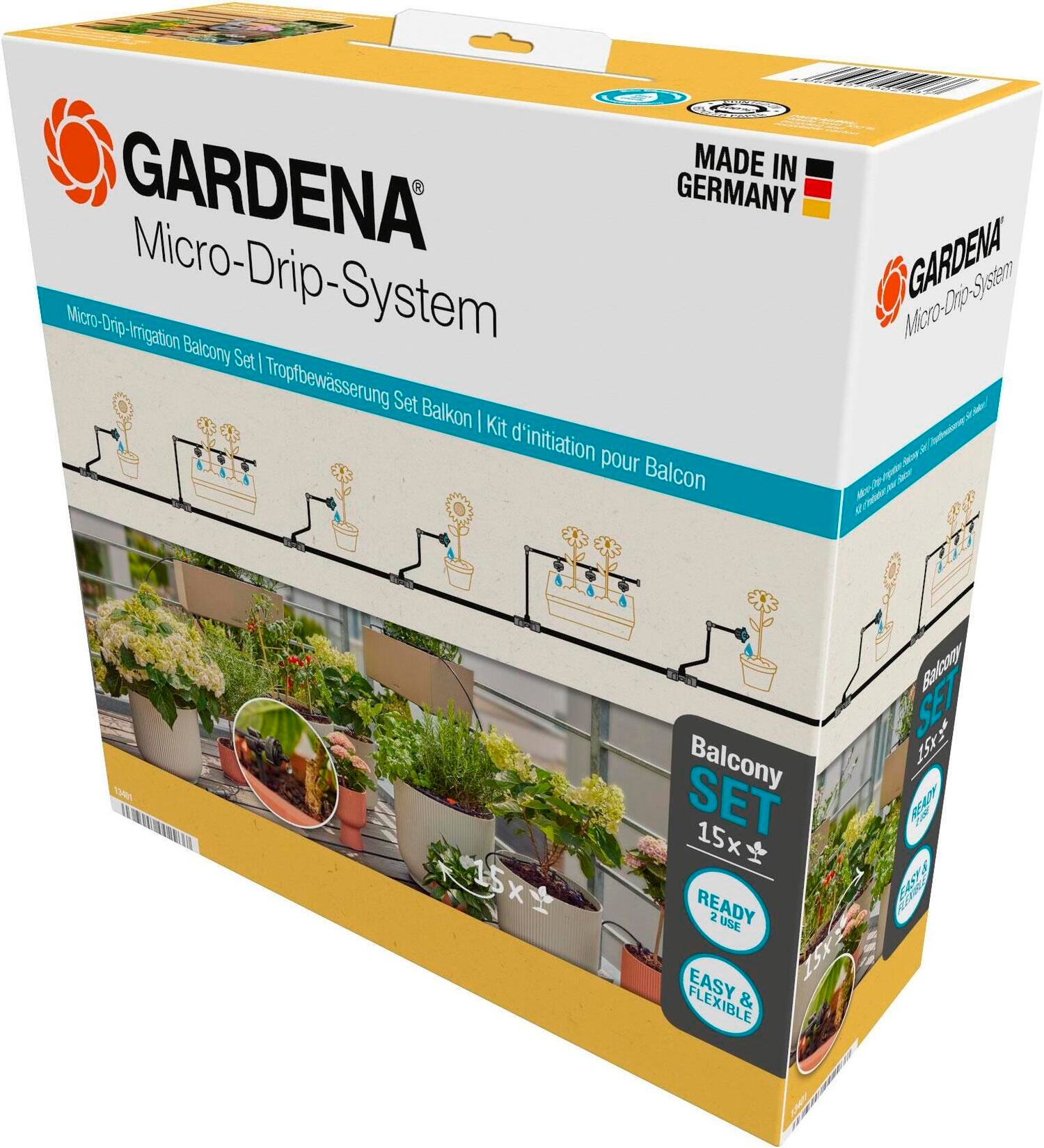 Gardena Micro Drip systeem druppelaar startset terras/balkon 15 planten