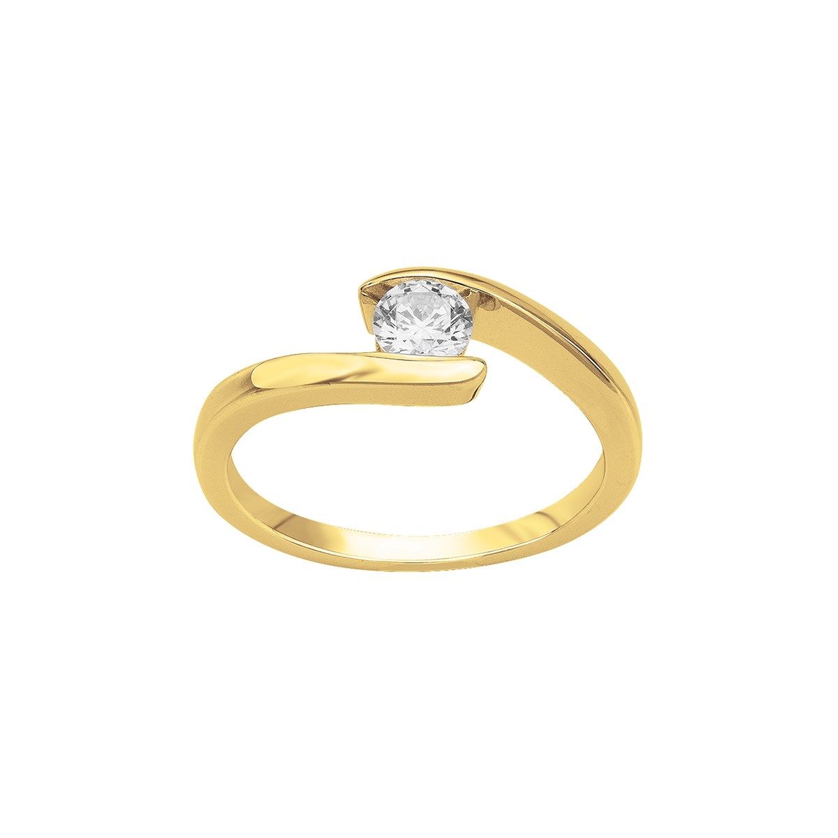 Bague en Plaqué Or avec oxyde de zirconium blanc
