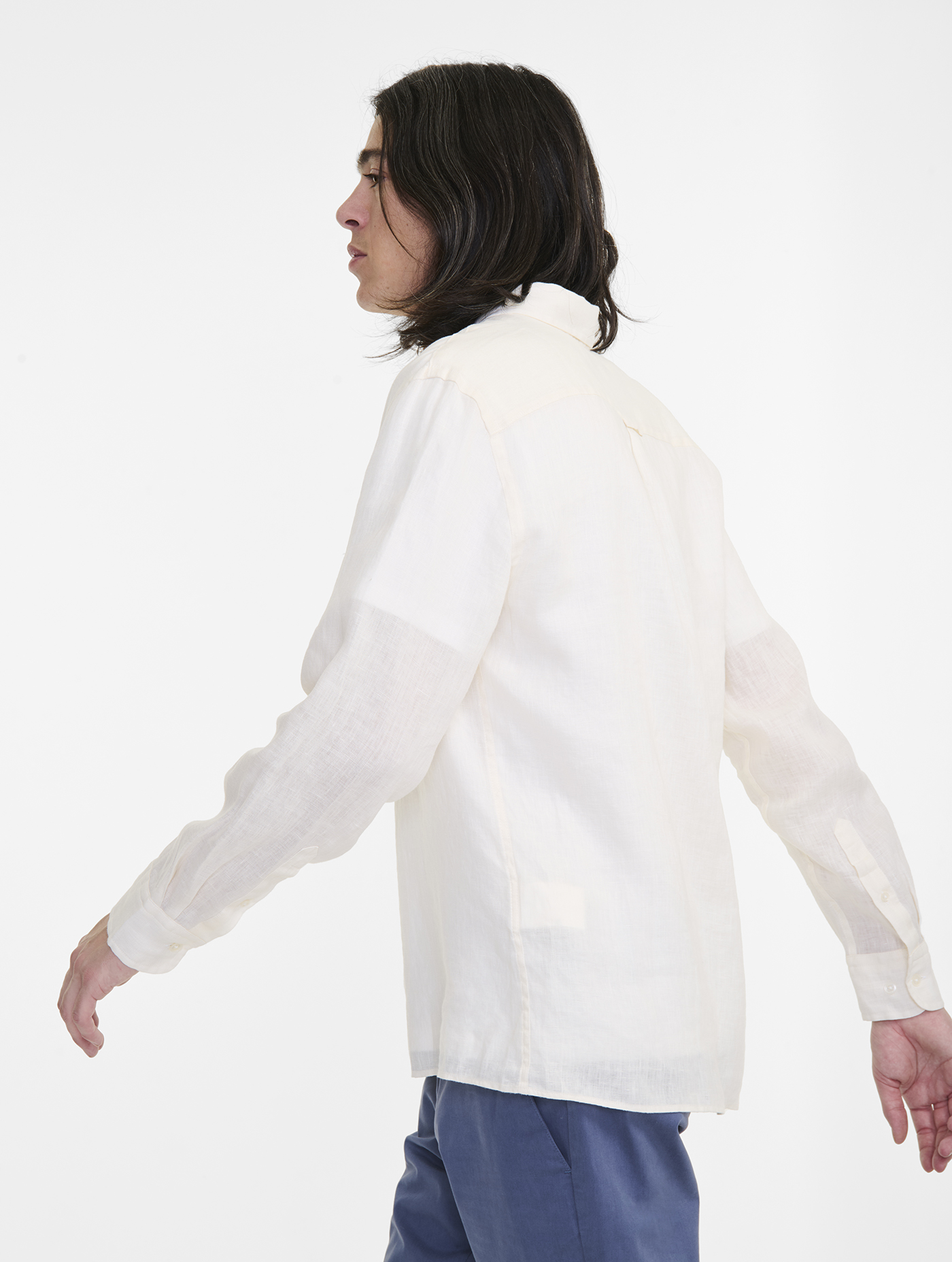 Chemise en lin à manches longues LAIT