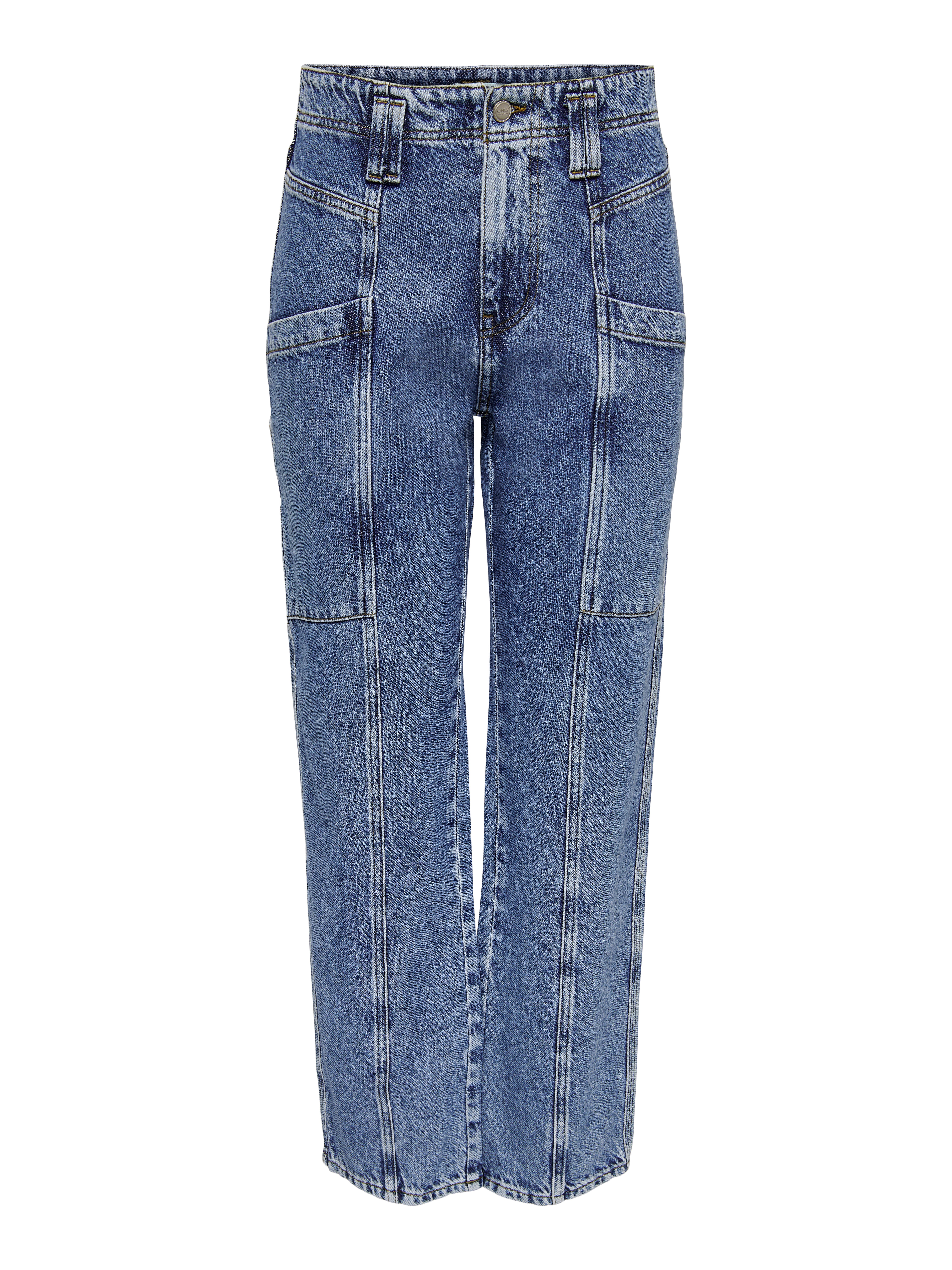 ONLSAWYER Hohe Taille Gerade geschnitten Jeans Medium Blue Denim