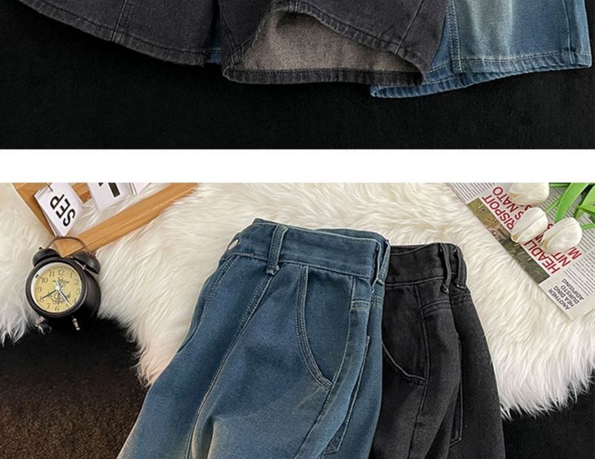 Mimiyox - Mid Rise Washed Denim Shorts