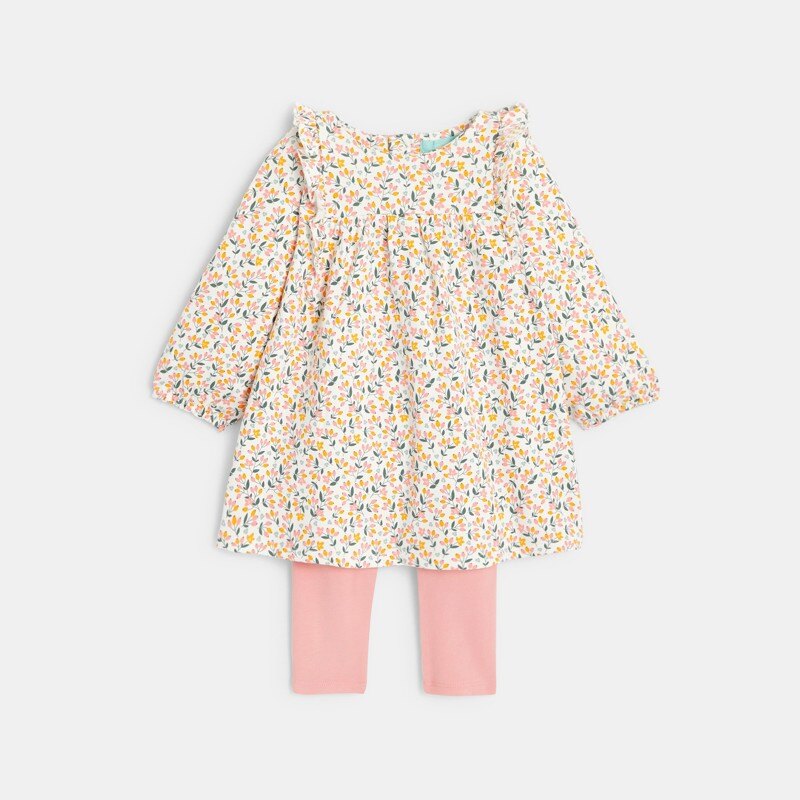 Robe doublée et legging rose bébé fille Gris ou noir
