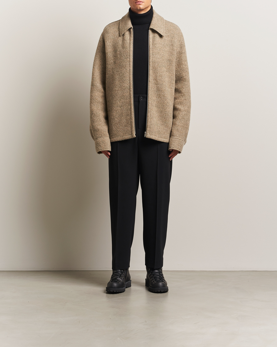 Jil Sander Felted Wool Shirt Jacket Beige