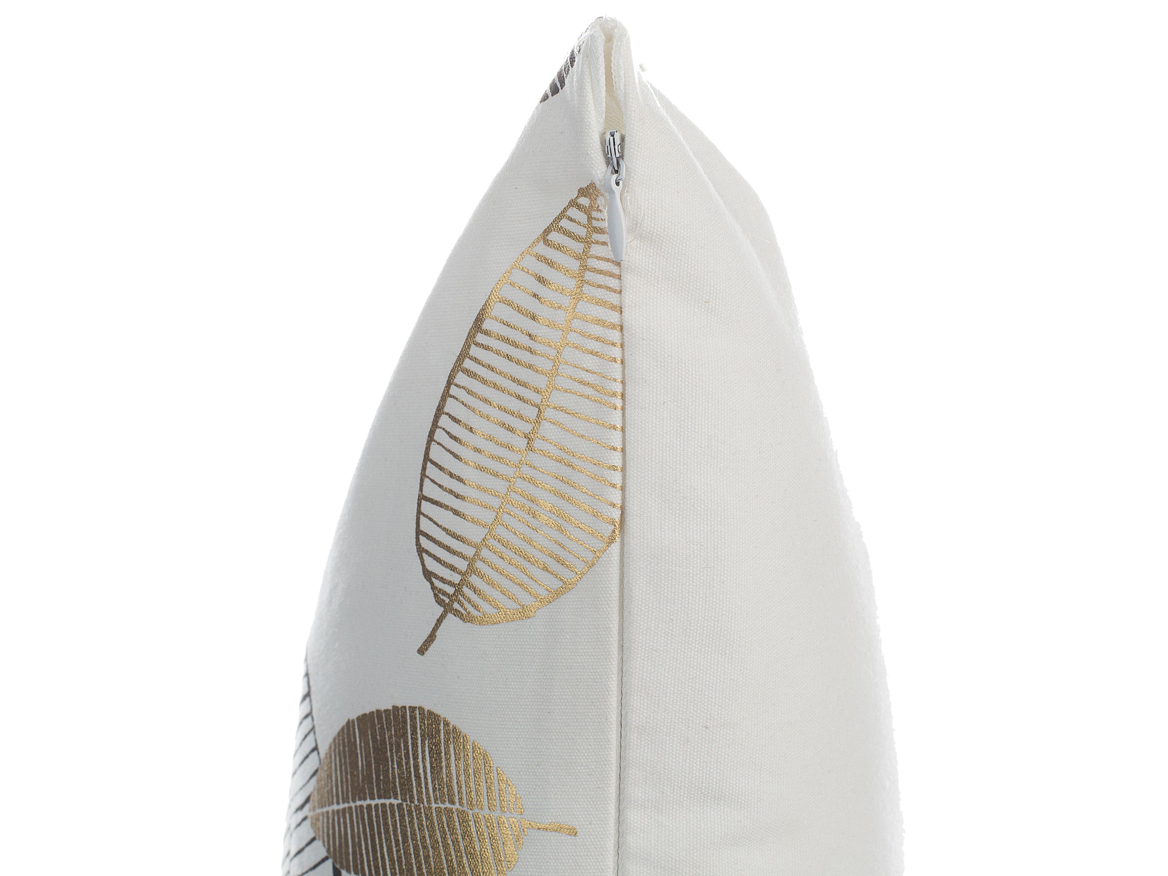 Set van 2 sierkussens LOTUS Katoen 45 x 45 cm Wit Goud Zwart bladpatroon