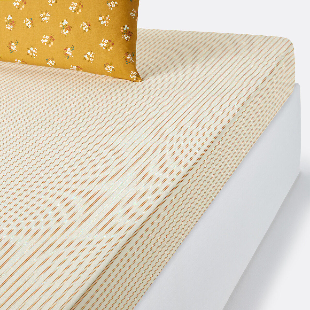 LA REDOUTE INTERIEURS<br>Lençol de algodão lavado com elástico, borda de 30 cm, Francine