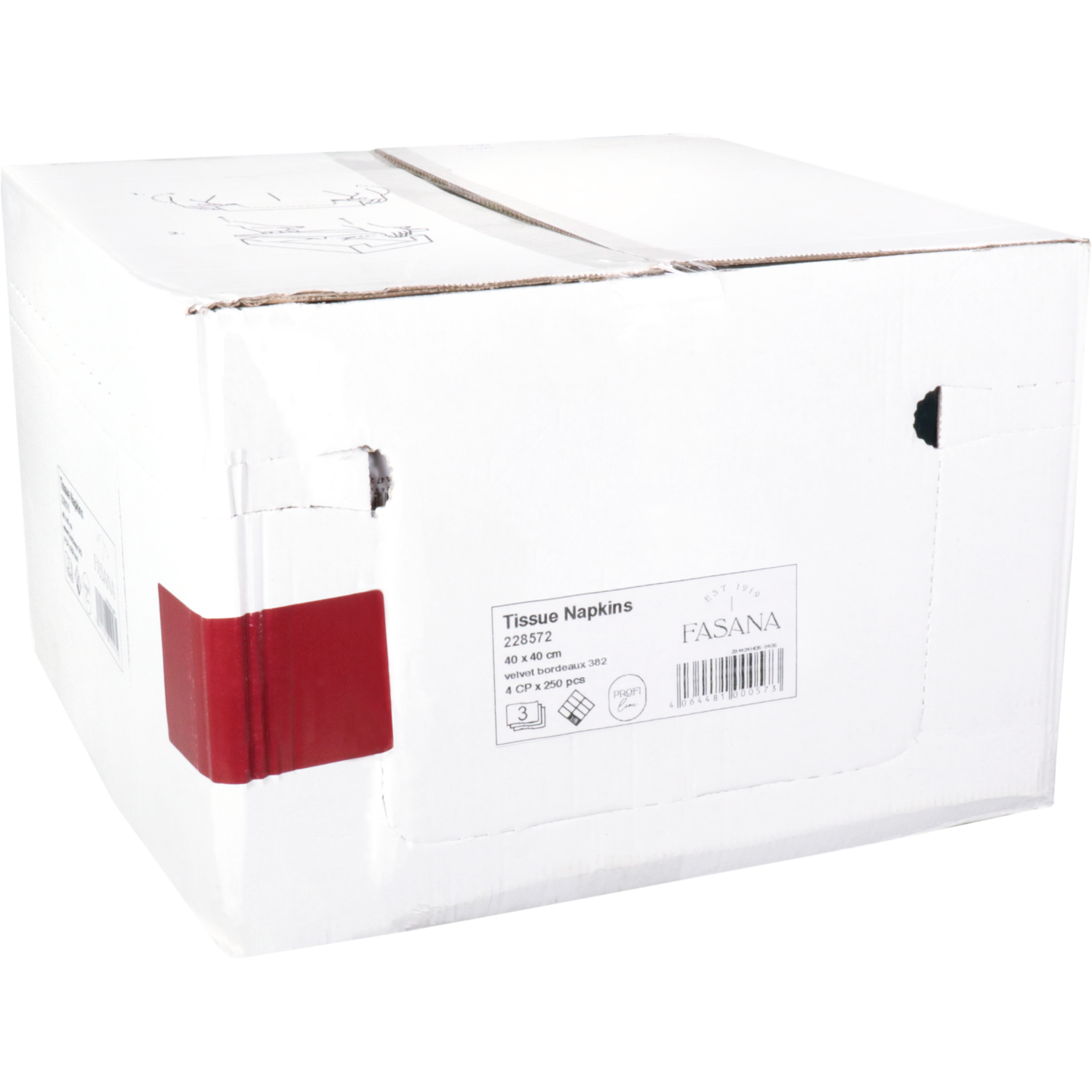 Servet, 1/8 kopvouw, 3-laags, 40x40cm, cellulose, bordeaux